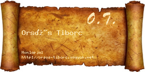 Orsós Tiborc névjegykártya